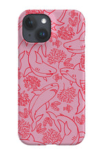 Shark Coral Reef Phone Case (Pink Red)