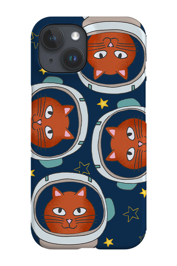 Space Cat Flying Phone Case (Navy) | Harper & Blake