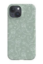 Space Otter Line Art Phone Case (Mint)