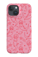 Space Otter Line Art Phone Case (Pink Red)