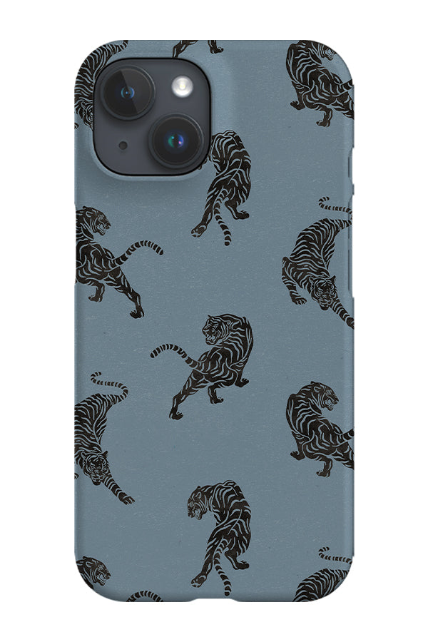 Tiger Stencil Cutout Phone Case (Blue)