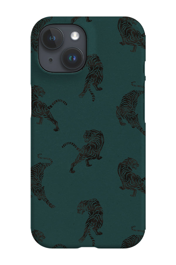 Tiger Stencil Cutout Phone Case (Green)