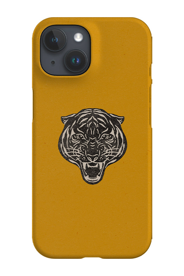 Small Tiger Stencil Head Phone Case (Yellow)