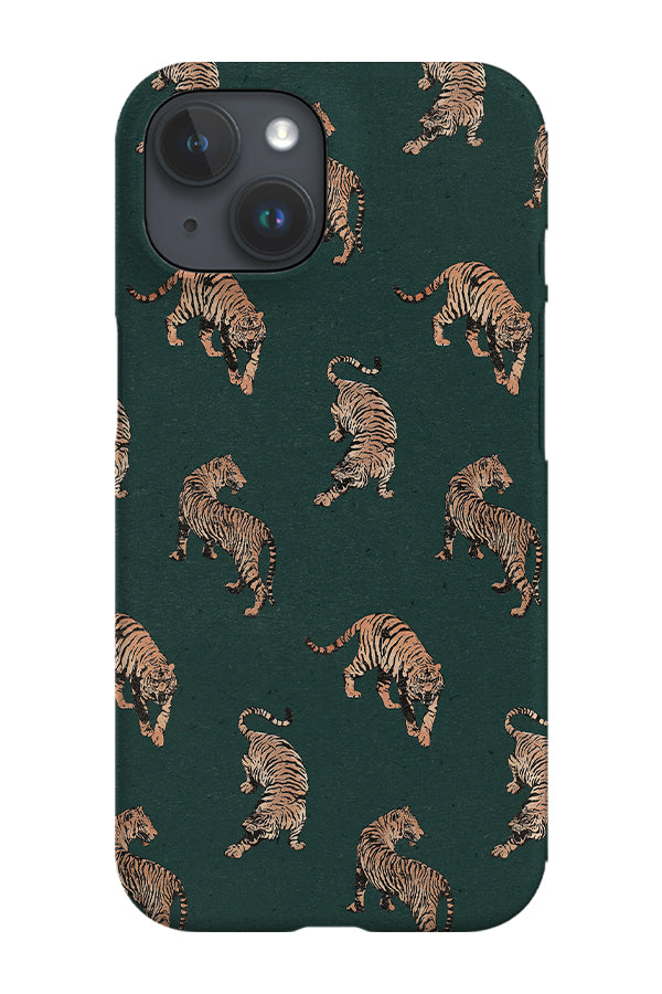 Retro Tiger Scatter Phone Case (Green)