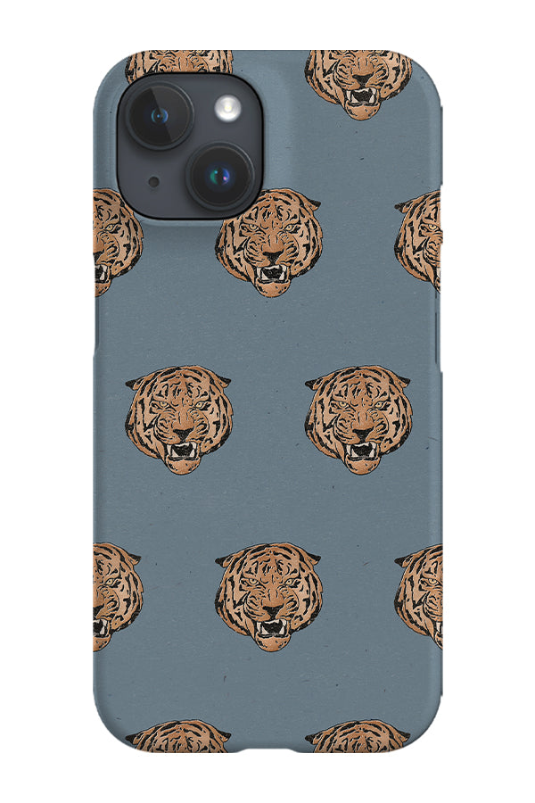 Retro Tiger Head Phone Case (Blue)