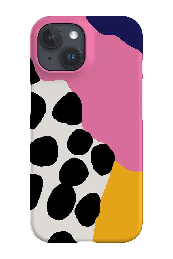 Wavy Shapes & Big Dots Phone Case (Yellow Pink)