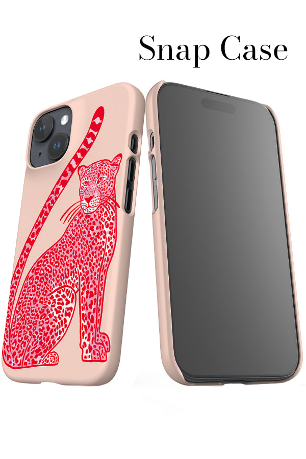 Leopard Sitting iPhone Snap Phone Case (Pink Red) | Harper & Blake