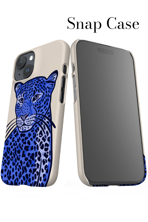 Leopard Up-Close iPhone Snap Phone Case (Off-White & Blue) | Harper & Blake