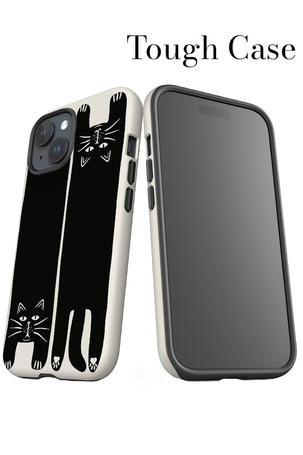 Two Cats iPhone Tough Phone Case (Beige Black) | Harper & Blake