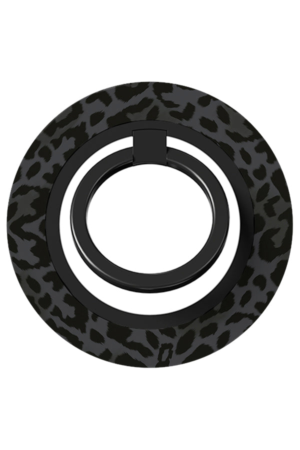 leopard print magnetic phone ring holder with a minimalist grey leopard print