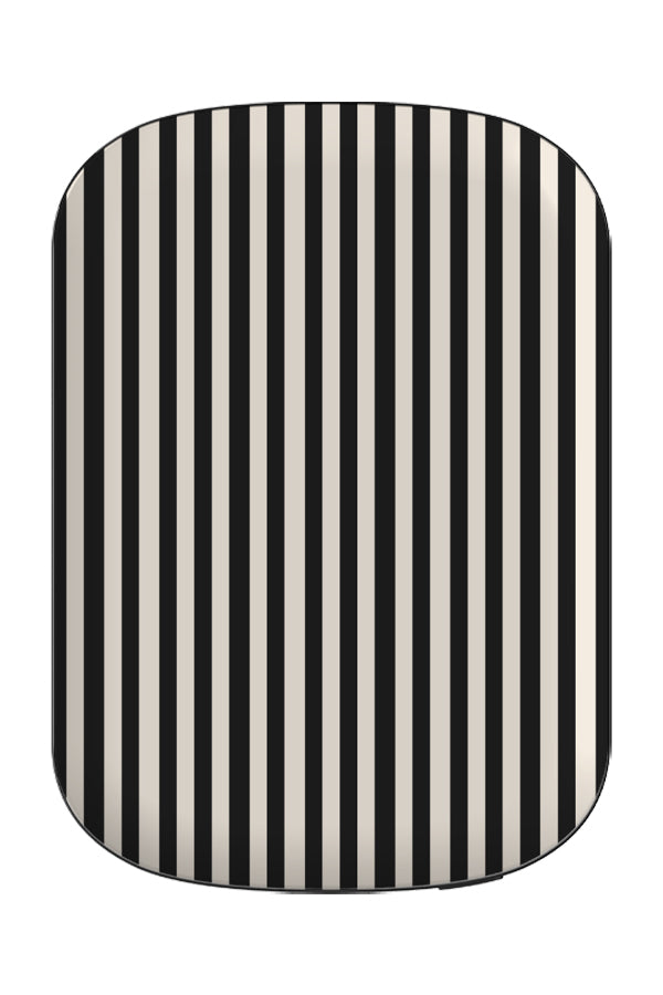 line study stripe MagSafe ChargePod power bank front view with beige and black vertical stripes