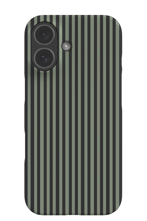 Line Study stripe snap phone case with a green and grey linear pattern