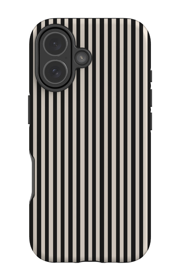 Line Study stripe tough phone case with a beige and black linear pattern