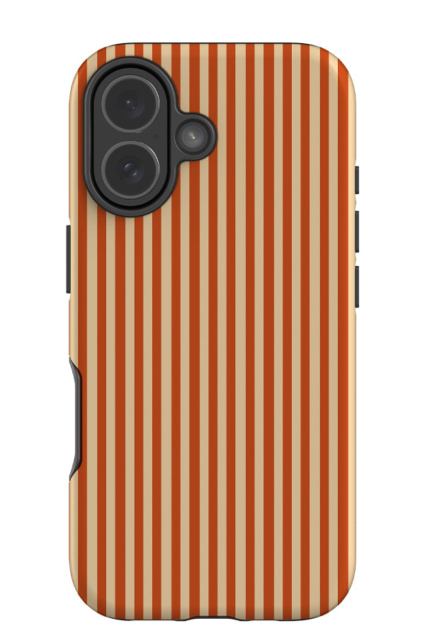 Line Study stripe tough phone case with cream and orange linear pattern