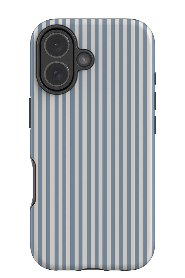 Line Study stripe tough phone case with white and blue linear pattern