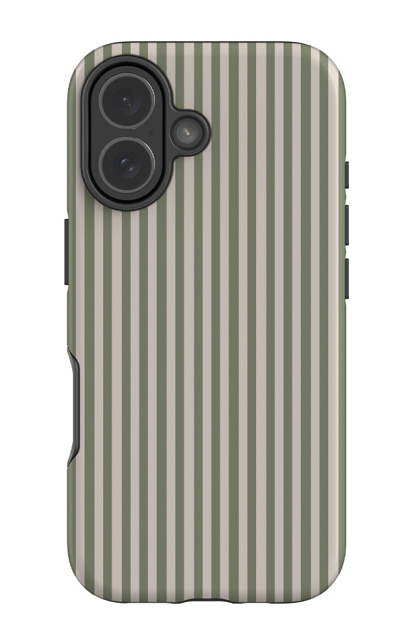 Line Study stripe tough phone case with beige and green linear pattern