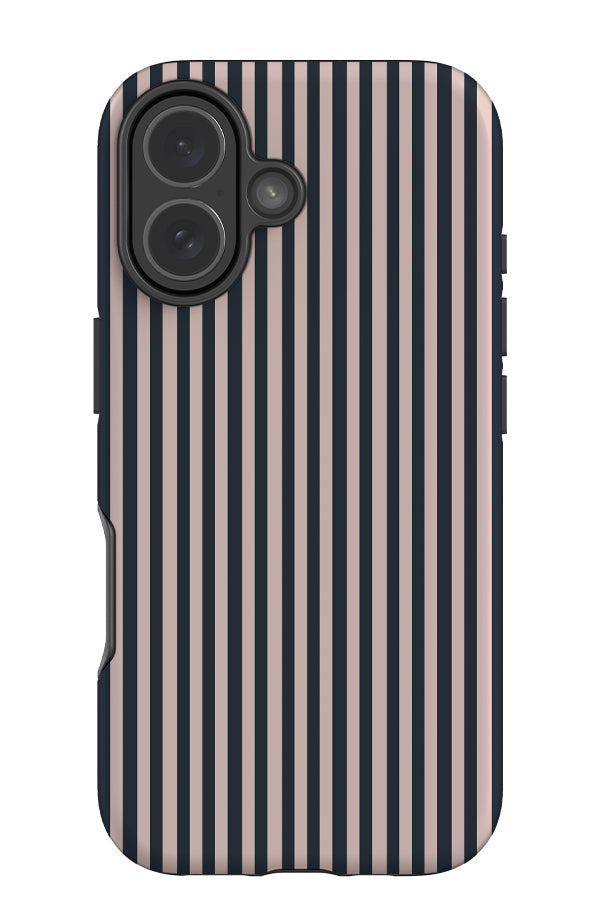 Line Study stripe tough phone case with a dark blue and pinke linear pattern