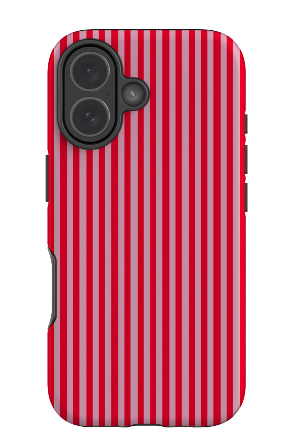 Line Study stripe tough phone case with a pink and red linear pattern