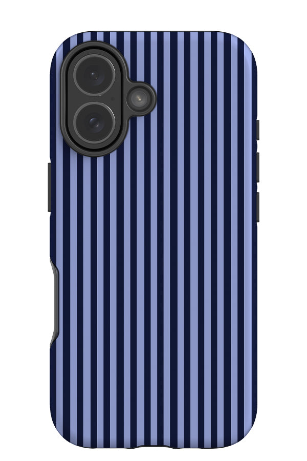 Line Study stripe tough phone case with a tonal blue linear pattern