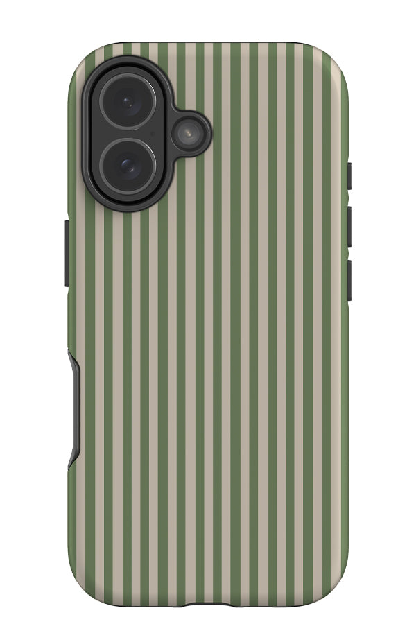 line study stripes tough phone case with green and beige vertical stripes