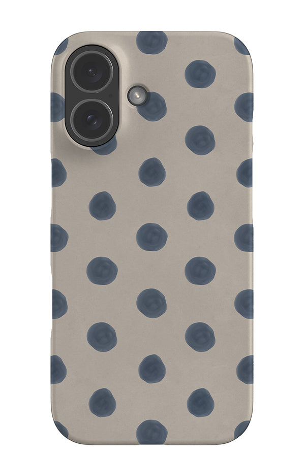 marker dot snap phone case with textured hand drawn blue polka dots