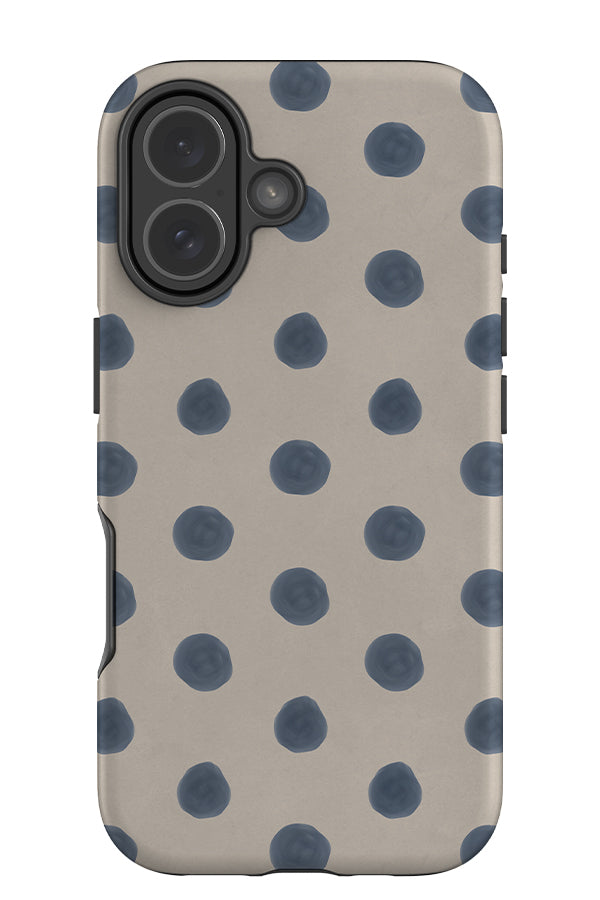marker dot tough phone case with textured hand drawn blue polka dots