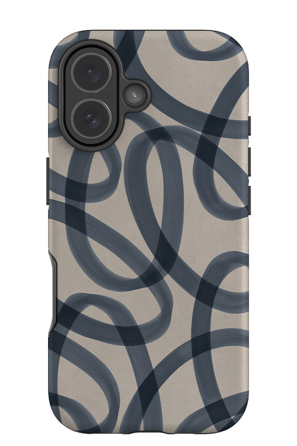 marker link tough phone case with blue textured swirling lines