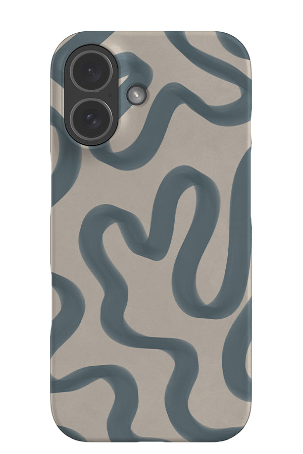 marker wave snap phone case with blue hand drawn textured swirling lines