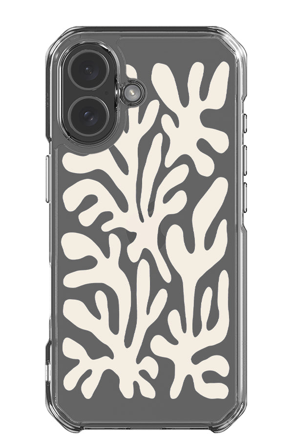 Matisse coral reef clear impact phone case with abstract coral plant shapes in beige