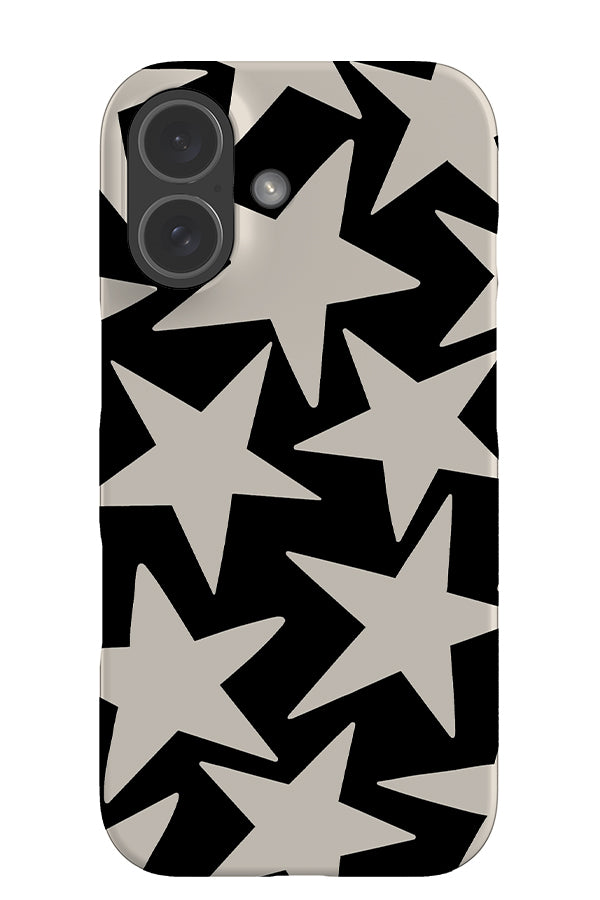 Minimalist Star snap phone case with a large starry pattern in black and beige