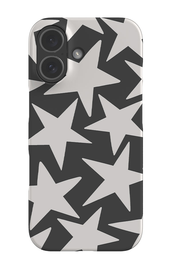 Minimalist Star snap phone case with a large starry pattern in dark grey and white