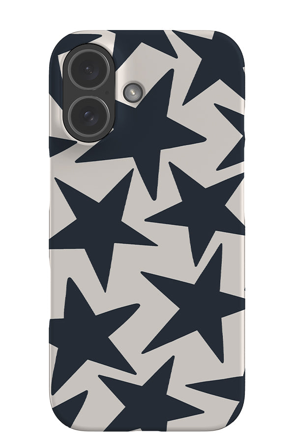Minimalist Star snap phone case with a large starry pattern in white and dark blue