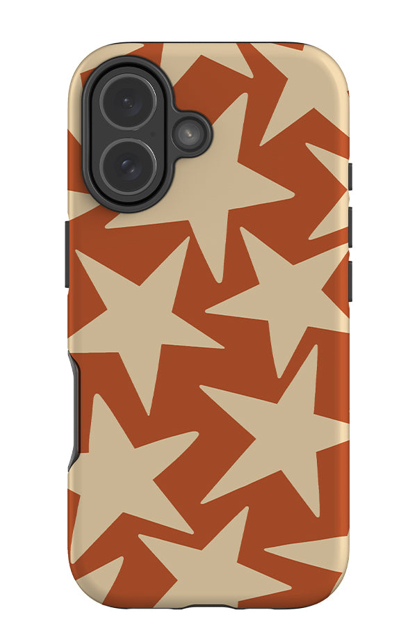 Minimalist Star tough phone case with a large starry pattern in orange and cream
