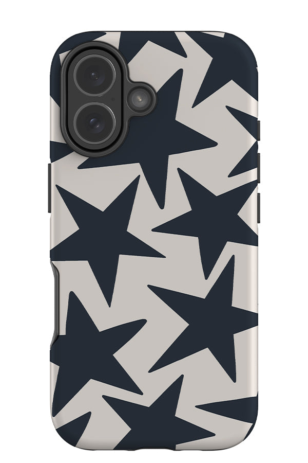 Minimalist Star tough phone case with a large starry pattern in white and dark blue