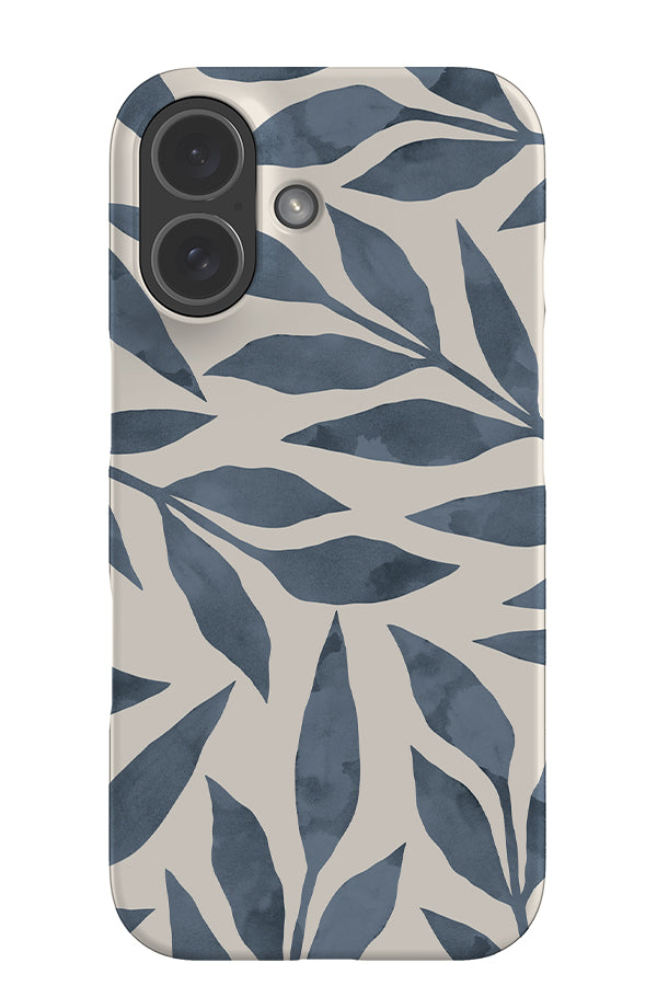 natural leaf snap phone case with blue watercolour texture plants 