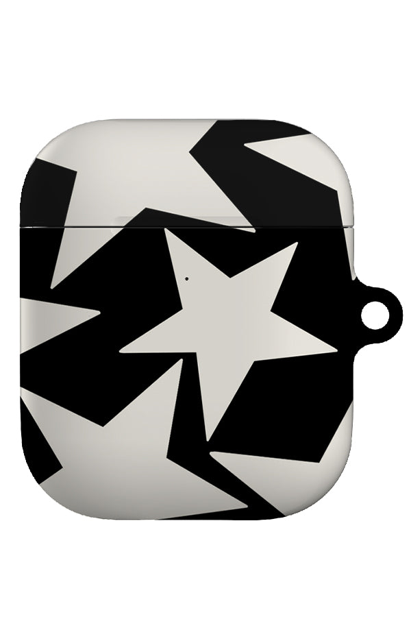 open star airpod gen 1 + 2 case with large abstract stars in black