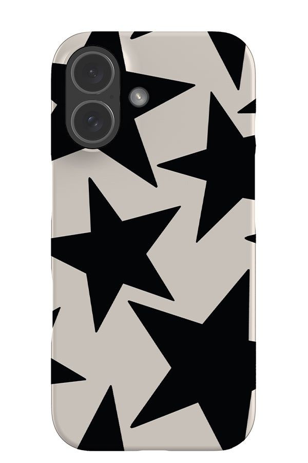 Open star snap phone case with large abstract stars in beige