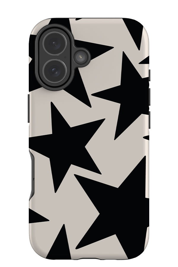 Open star tough phone case with large abstract stars in beige