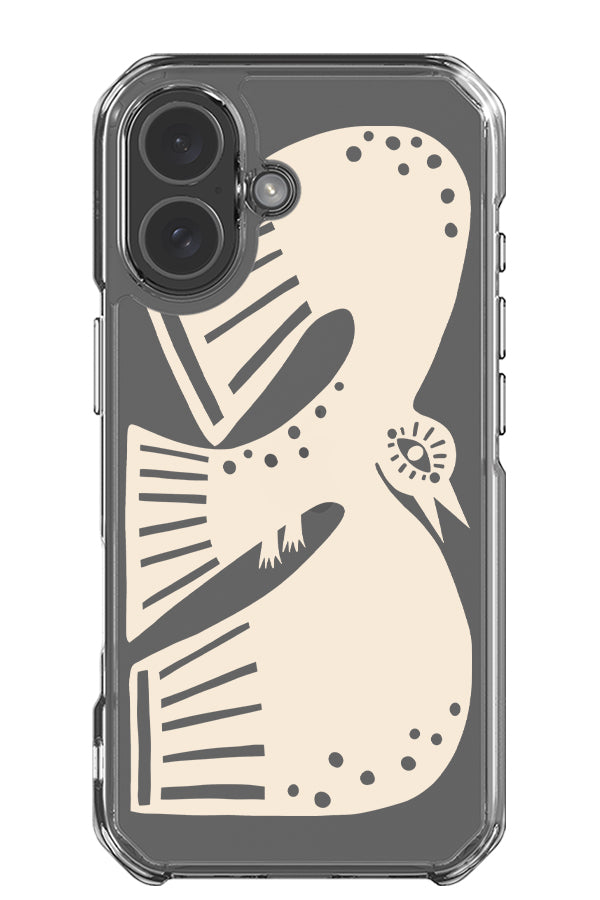 placement bird clear phone case with a beige abstract bird illustration