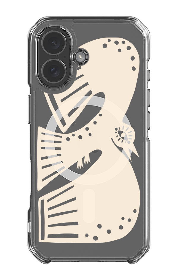 placement bird clear impact MagSafe phone case with a beige abstract bird illustration