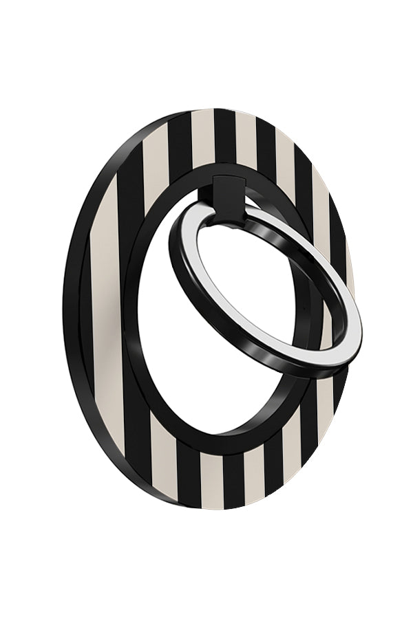 quiet line magnetic phone ring holder angle with linear beige and black stripes