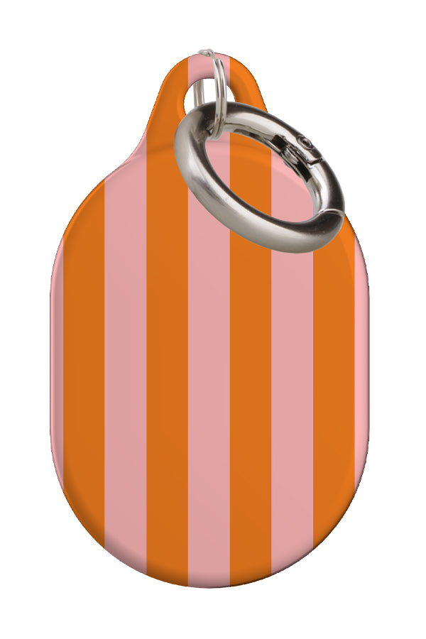 quiet line stripe AirTag case back view with orange and pink vertical stripes