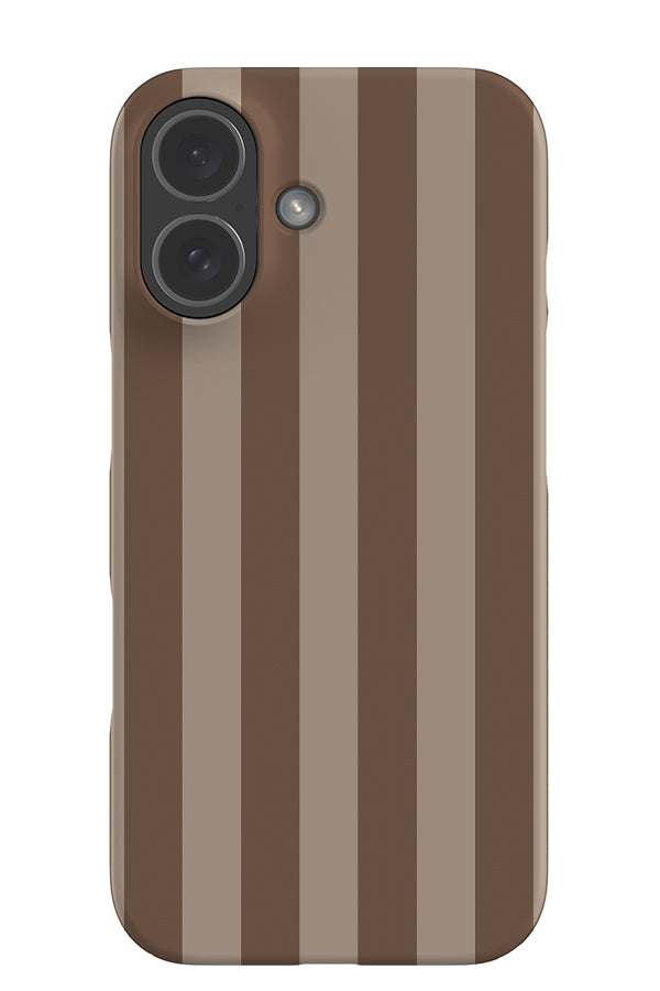 Quiet Line stripe snap phone case with a tonal brown linear pattern