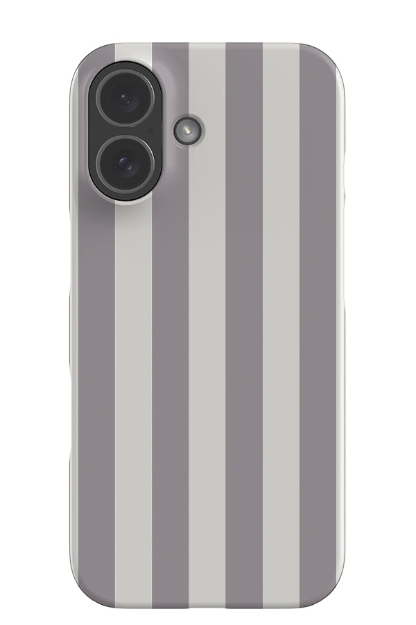 Quiet Line stripe snap phone case with a white and lilac linear pattern