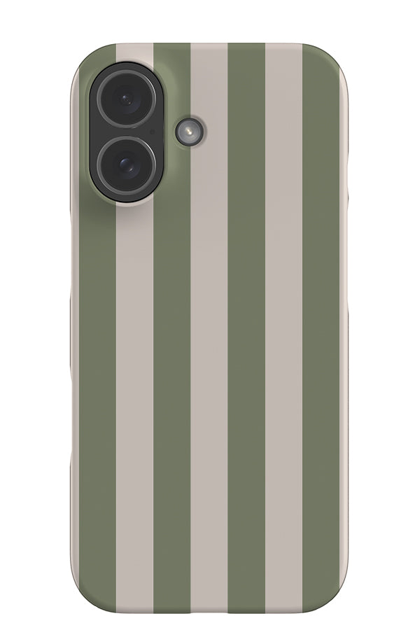 Quiet Line stripe snap phone case with a beige and green linear pattern