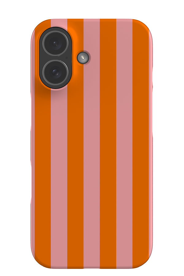 Quiet Line stripe snap phone case with a pink and orange linear pattern