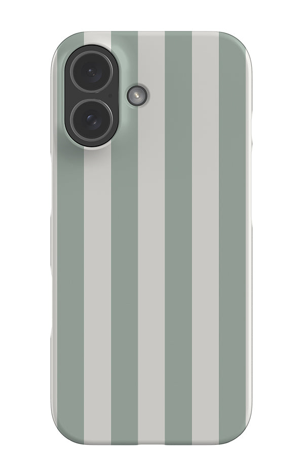 Quiet Line stripe snap phone case with a white and mint green linear pattern