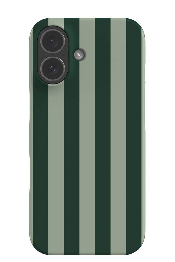 Quiet line stripe snap phone case with a linear tonal green pattern