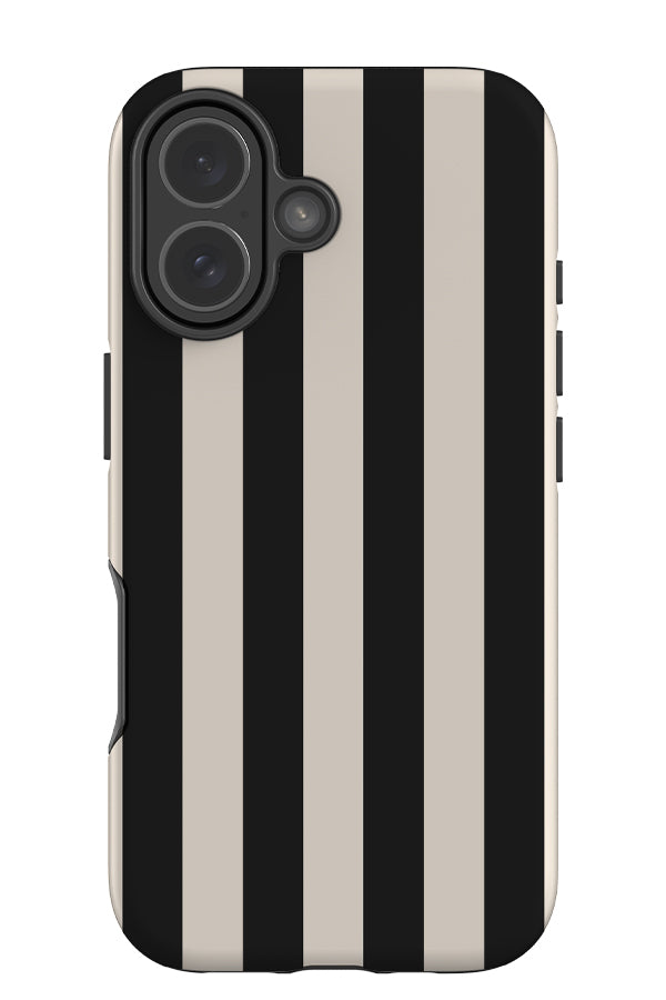 Quiet Line stripe tough phone case with a white and black linear pattern