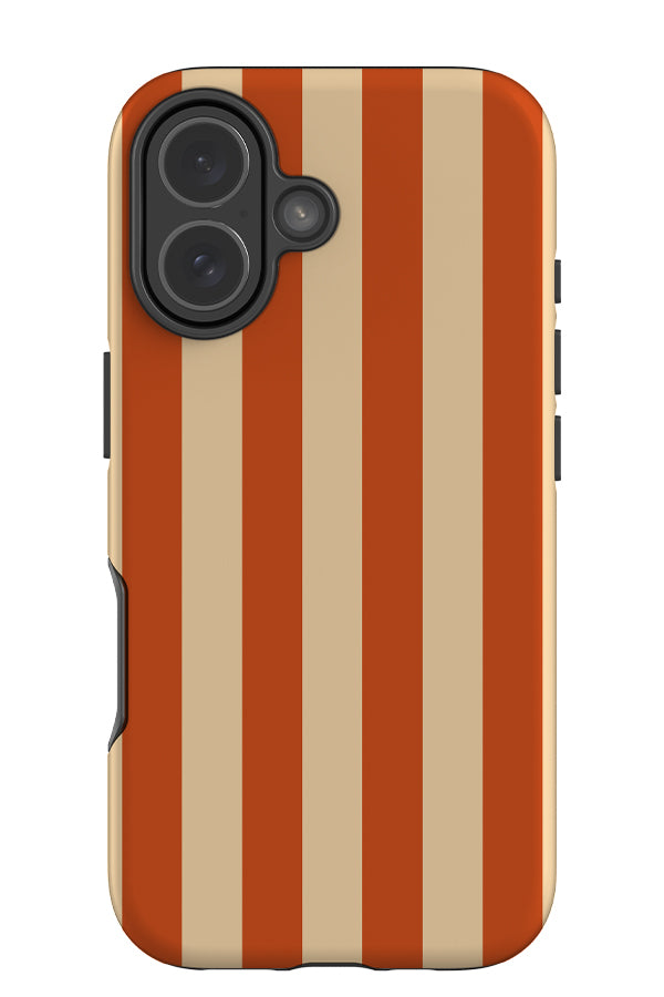 Quiet Line stripe tough phone case with a linear cream and orange pattern